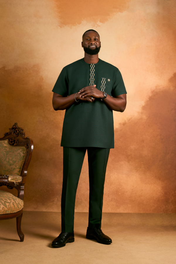 The Emerald Lattice Kaftan Set